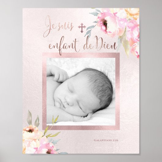 Waterverf Peonies, Je suis enfant de Dieu Poster (Voorkant)