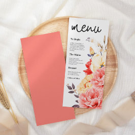 Waterverf Peonies Magnolia Florals Scriptbruiloft Menu