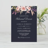 Waterverf Peonies Navy Wedding Rehearsal Dinner Kaart (Staand voorkant)