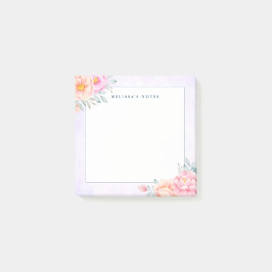 Waterverf Peonies Rozen Pink Peach Floral Boho Post-it® Notes (Voorkant)