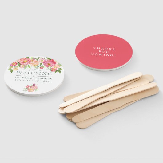 Waterverf Peonies Weddenschap Handwaaier (Niet-gemonteerd)