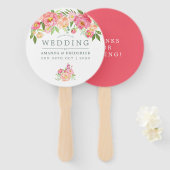 Waterverf Peonies Weddenschap Handwaaier (Voorkant en achterkant)