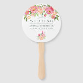 Waterverf Peonies Weddenschap Handwaaier (Voorkant)