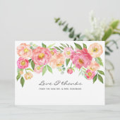 Waterverf Peonies Wedding Bedankkaart (Staand voorkant)