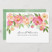 Waterverf Peonies Wedding Bedankkaart (Voorkant / Achterkant)