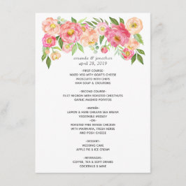 Waterverf Peonies Wedding Menu