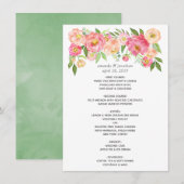 Waterverf Peonies Wedding Menu (Voorkant / Achterkant)