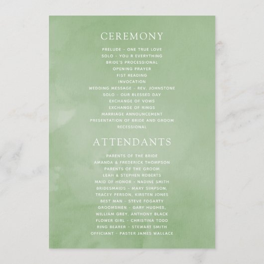Waterverf Peonies Wedding Programmakaart (Achterkant)