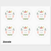 Waterverf Peonies Wedding Ronde Sticker (Vel)