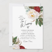 Waterverf Peonies Wit Weddenschap Kaart (Voorkant)