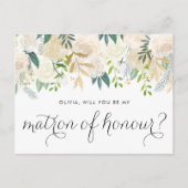 Waterverf Peonies... zal jij mijn tactiek zijn. Uitnodiging Briefkaart (Voorkant)