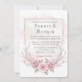 Waterverf Peony Antlers bruiloft van Grieks-Roze g Kaart (Voorkant)