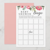 Waterverf Peony Baby shower Bingo Game Kaart (Voorkant / Achterkant)