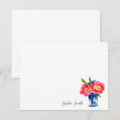 Waterverf Peony bloem in vaas Bedankkaart (Voorkant / Achterkant)