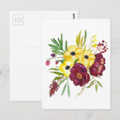 Waterverf Peony Bouquet Briefkaart (Voorkant / Achterkant)