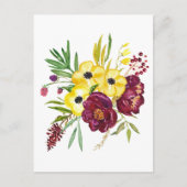 Waterverf Peony Bouquet Briefkaart (Voorkant)