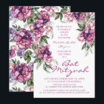 Waterverf Peony Corporate Logo Bat Mitzvah Kaart<br><div class="desc">Waterverf Peony Corporate Logo Bat Mitzvah Invitations is voorzien van een elegant waterverf paars Peony-lijst in zacht diep paars en stoffig roze met groene bladeren op een witte achtergrond met uw Bat Mitzvah Invitation information in het midden. Personaliseer door de tekst in de verstrekte tekstvakjes uit te geven. Voeg uw...</div>