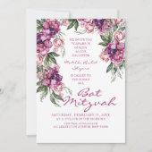 Waterverf Peony Corporate Logo Bat Mitzvah Kaart (Voorkant)
