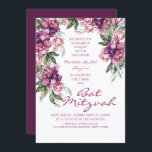 Waterverf Peony Corporate Logo Bat Mitzvah Kaart<br><div class="desc">Waterverf Peony Corporate Logo Bat Mitzvah Invitations is voorzien van een elegant waterverf paars Peony-lijst in zacht diep paars en stoffig roze met groene bladeren op een witte achtergrond met uw Bat Mitzvah Invitation information in het midden. Personaliseer door de tekst in de verstrekte tekstvakjes uit te geven. Voeg uw...</div>