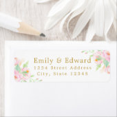 Waterverf Peony Couple Names Aangepast wit adres Etiket (Insitu)