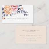 Waterverf Peony Floral Custom Elegant Sjabloon Visitekaartje (Voorkant / Achterkant)