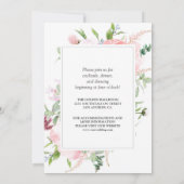 Waterverf Peony Floral Lijst Wedding Kaart (Achterkant)