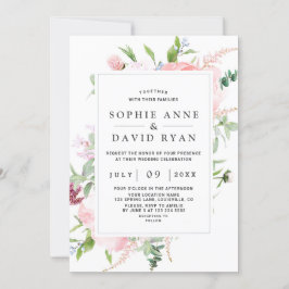 Waterverf Peony Floral Lijst Wedding Kaart