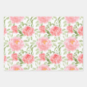 Waterverf Peony Floral Pattern Inpakpapier Vel (Voorkant 2)