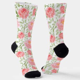 Waterverf Peony Floral Pattern Name Sokken