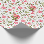Waterverf Peony Floral – Roze & Groen Cadeaupapier (Hoek)