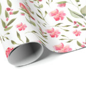 Waterverf Peony Floral – Roze & Groen Cadeaupapier (Rol Hoek)