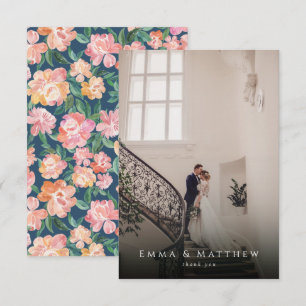 Waterverf Peony Floral Wedding Foto: Dank je wel