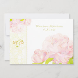 Waterverf Peony Floral Wedding Kaart