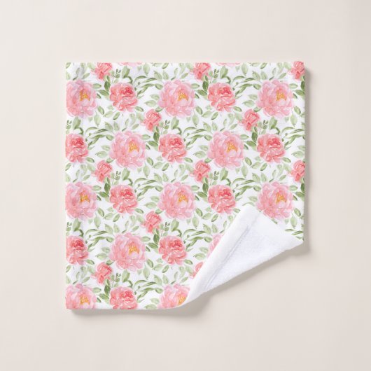 Waterverf Peony florale patroon Bad Handdoek (Wasdoekje)