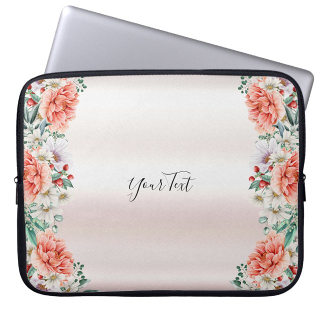 Waterverf Peony Flower Laptop hoes (Voorkant)