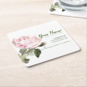 Waterverf Peony Flower Visitekaartje Kartonnen Onderzetters (Schuin)