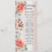 Waterverf Peony Flower Wedding Programma Programmakaart (Achterkant)