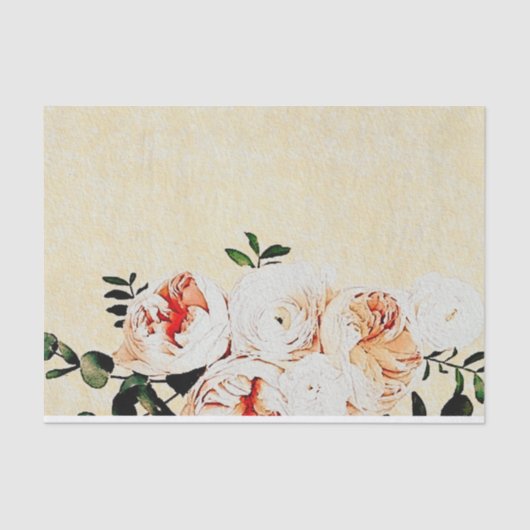 Waterverf Peony Flowers en Eucalyptus Bouquet Tissuepapier (Voorkant)