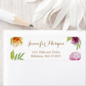 Waterverf Peony Flowers gewoon Art Deco Etiket (Insitu)