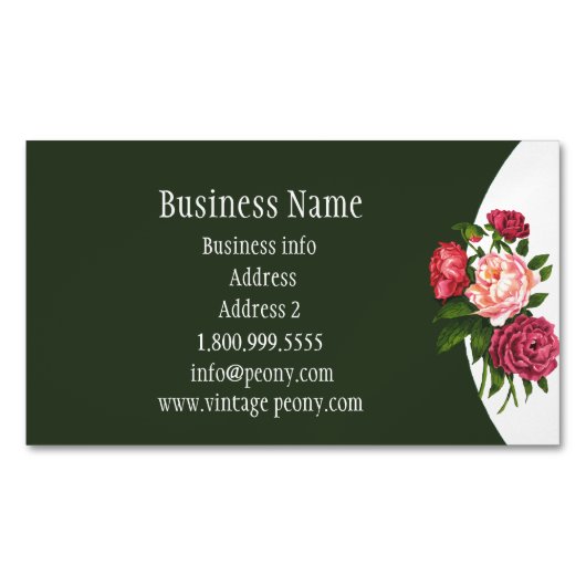  Waterverf Peony Garden Flower Art Magnetisch Visitekaartje (Voorkant)