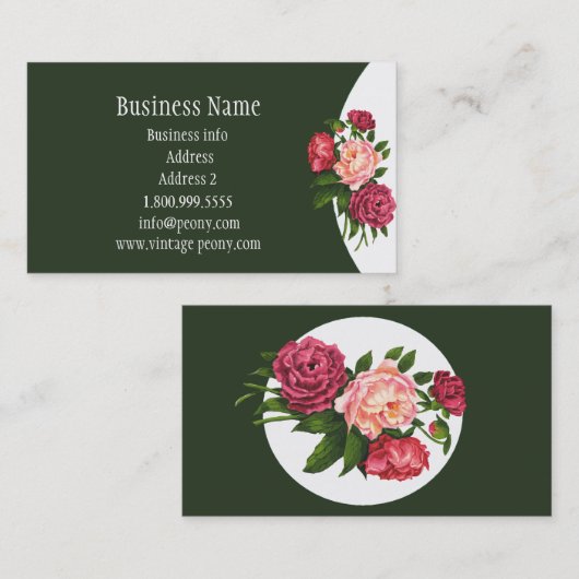  Waterverf Peony Garden Flower Art Visitekaartje (Voorkant / Achterkant)