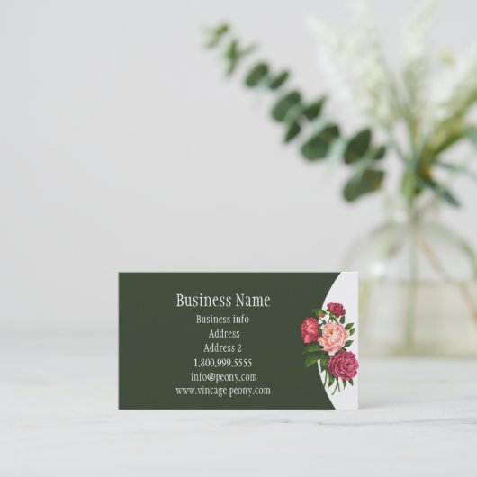  Waterverf Peony Garden Flower Art Visitekaartje (Staand voorkant)