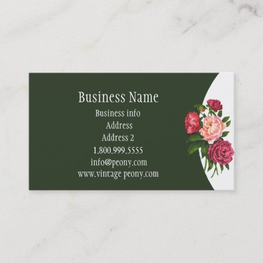  Waterverf Peony Garden Flower Art Visitekaartje (Voorkant)