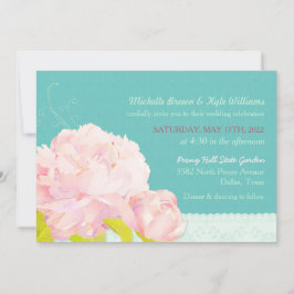 Waterverf Peony Lagoon Green Wedding Kaart