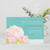 Waterverf Peony Lagoon Green Wedding Kaart (Staand voorkant)