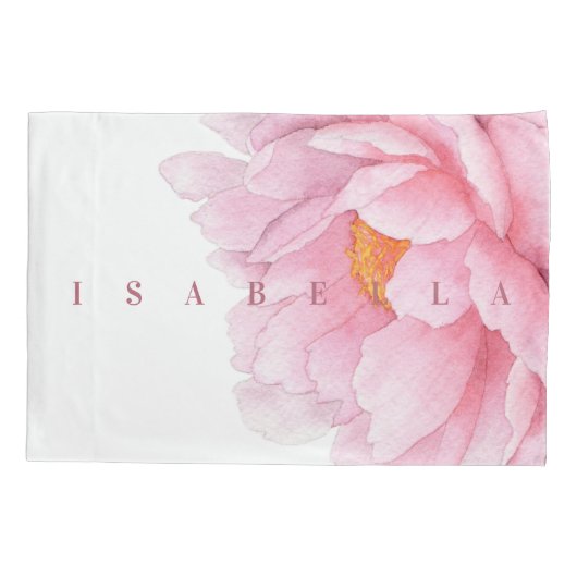 Waterverf Peony Large Floral Name Blush Coral Kussensloop (Achterkant)