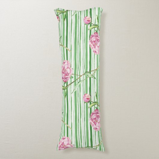 waterverf peony lichaamskussen (Voorkant Verticaal)