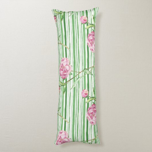 waterverf peony lichaamskussen (Achterkant (Verticaal))