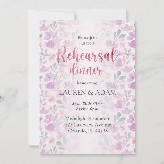 Waterverf Peony lila en Roze bloemmotief Kaart (Voorkant)