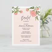 Waterverf Peony Modern Roze Vrijgezellenfeest Kaart (Staand voorkant)